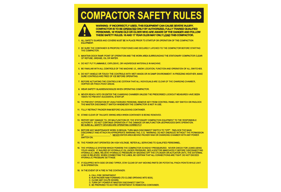 compactor safety rules