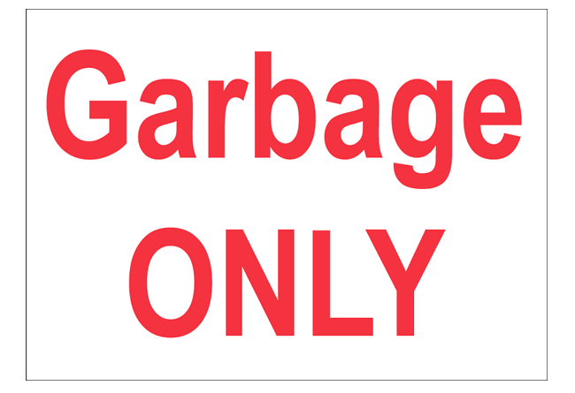 garbage only decal