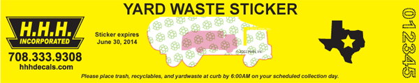 Yard Waste Sticker example