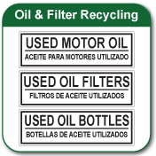 motor oil recycling stickers, filter recycling decals