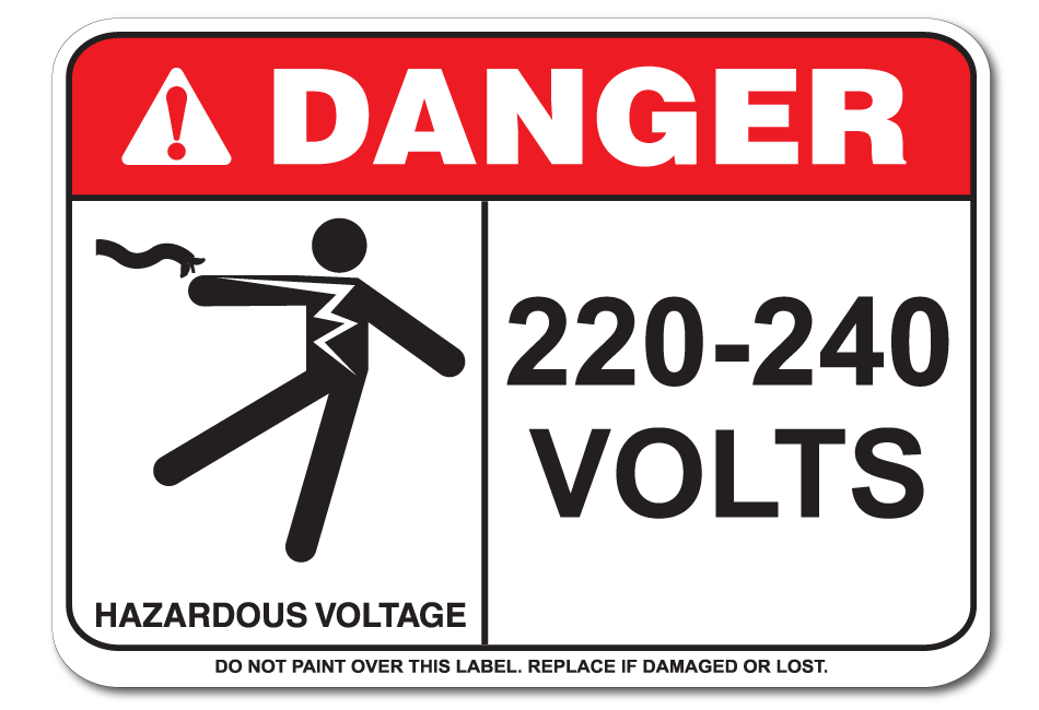 danger 220-240 volts
