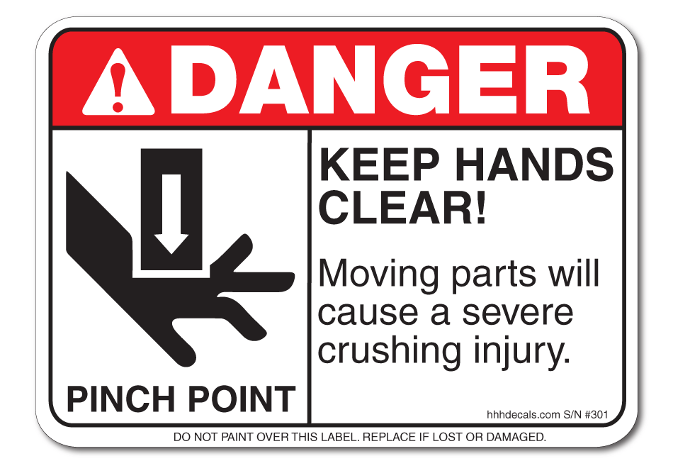 Pinch Point Sticker H H H Incorporated Waste Decals