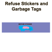 trash tags, refuse stickers, garbage tags